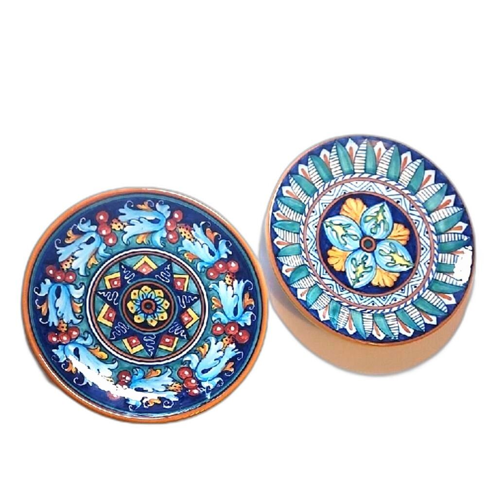Dip A Mano Italian Handpainted Salad Dessert Decorative Plates Set Of 2 Vintage